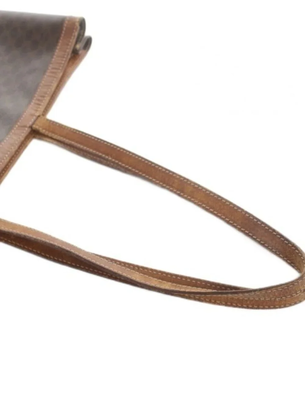 Celine Vintage Tote Hand Leather Macadam Triomphe Logo All Over Pattern Brown - Picture 3 of 7